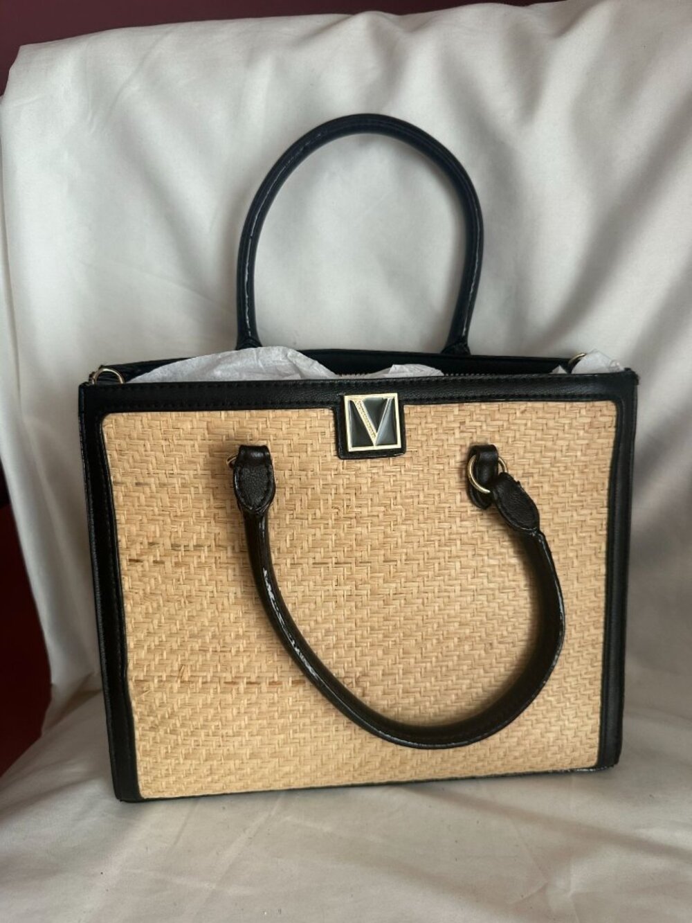 Victoria's Secret The Victoria Structured Satchel Natural Raffia LIMITED NWOT